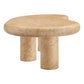 Elowen Indoor - Outdoor Patio Textured Faux Travertine Coffee Table