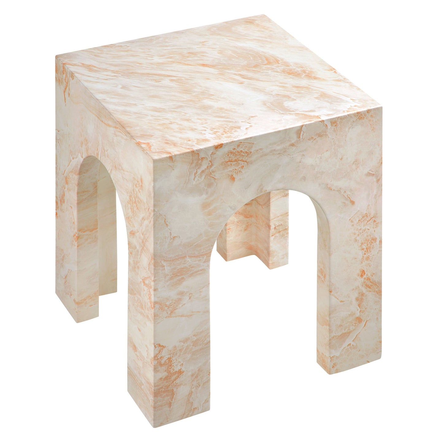 Valen Square Indoor - Outdoor Patio Arched Concrete Side Table