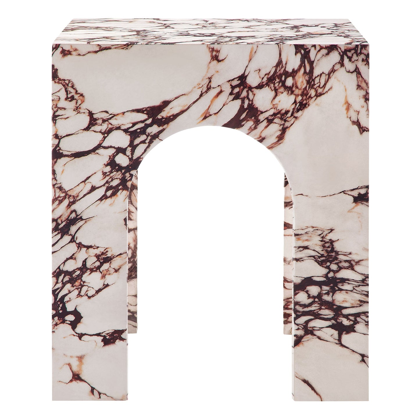 Valen Square Indoor - Outdoor Patio Arched Concrete Side Table