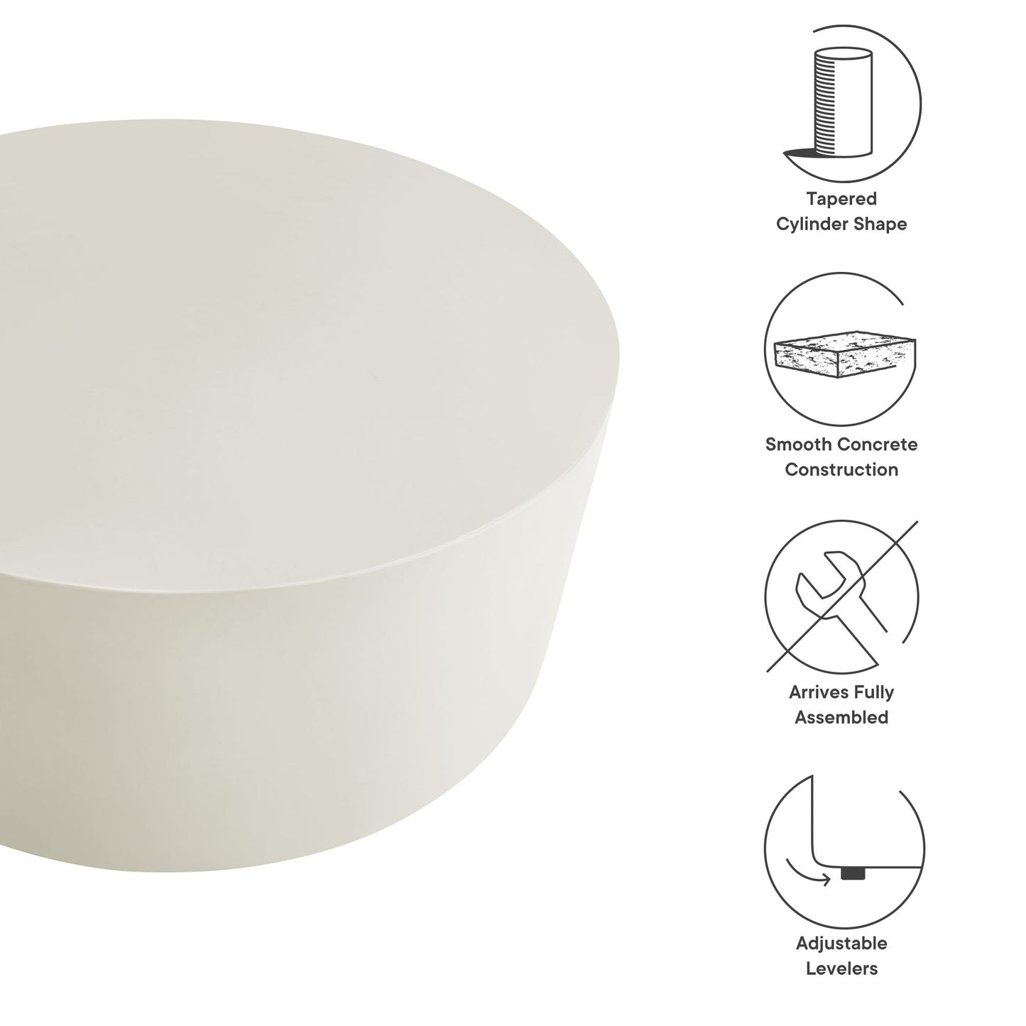 Brion Round Indoor - Outdoor Patio Concrete Coffee Table