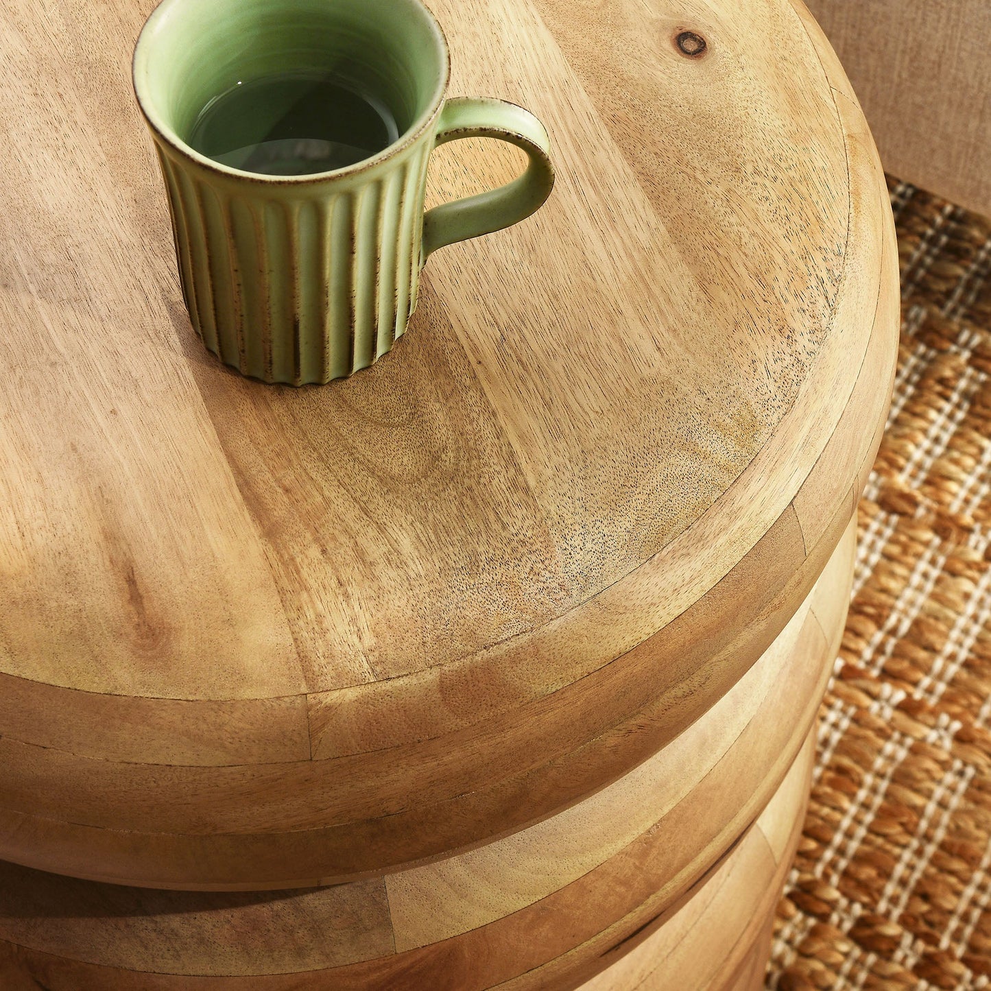 Ellery Round Stacked Wood Side Table