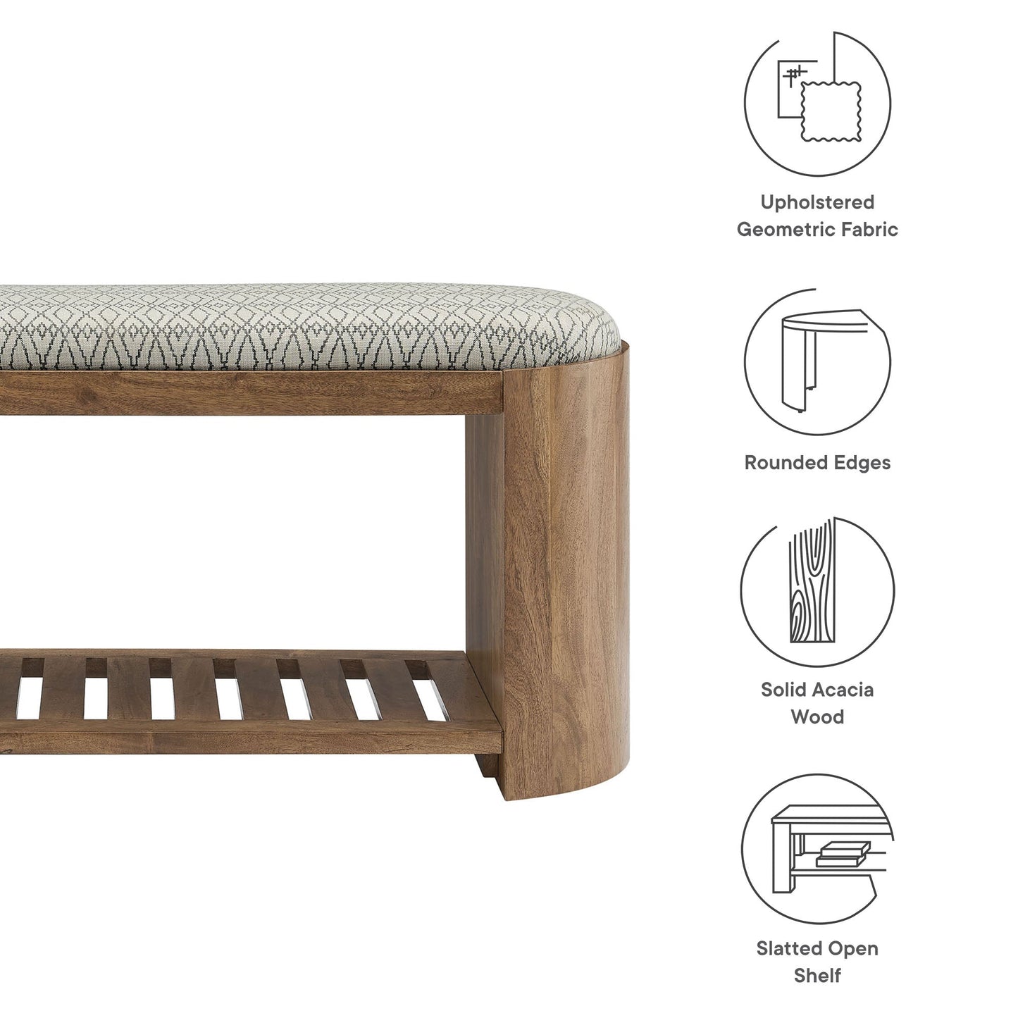 Ashby 45" Geometric Upholstered Bench