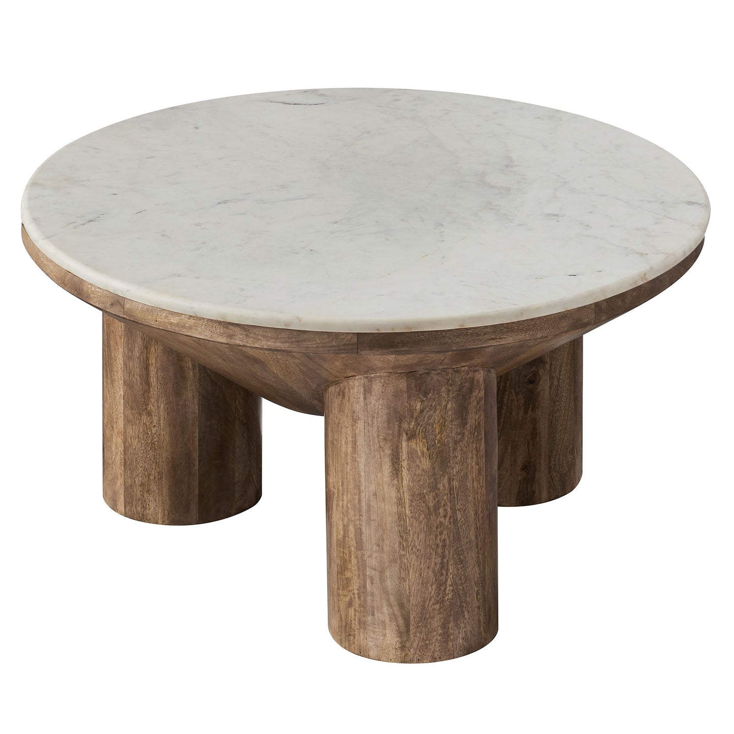Ellison 33" Round Wood Coffee Table With Marble Top