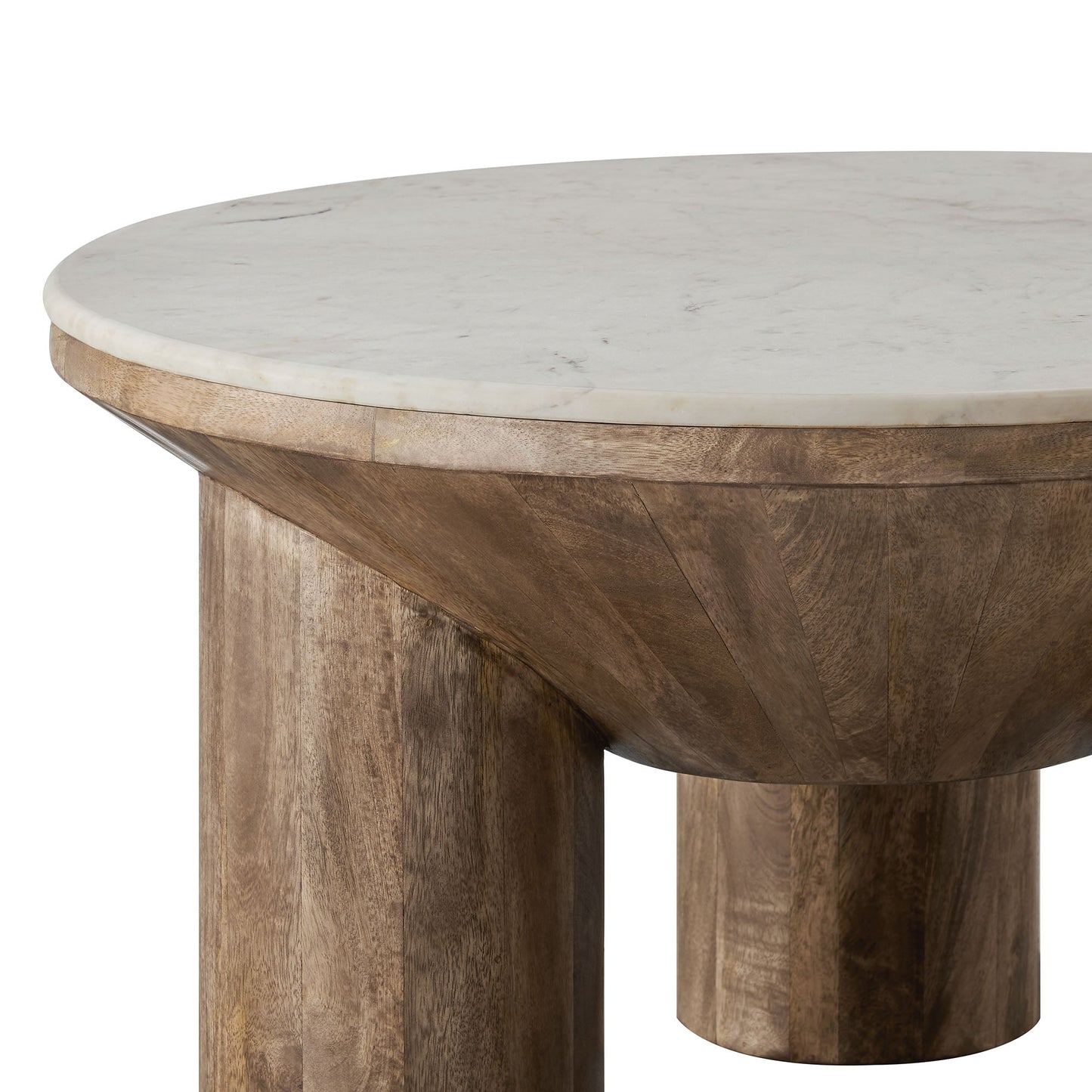 Ellison 33" Round Wood Coffee Table With Marble Top