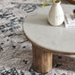 Ellison 33" Round Wood Coffee Table With Marble Top