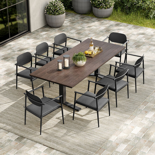 Aeris 9-Piece Outdoor Patio Aluminum Dining Set