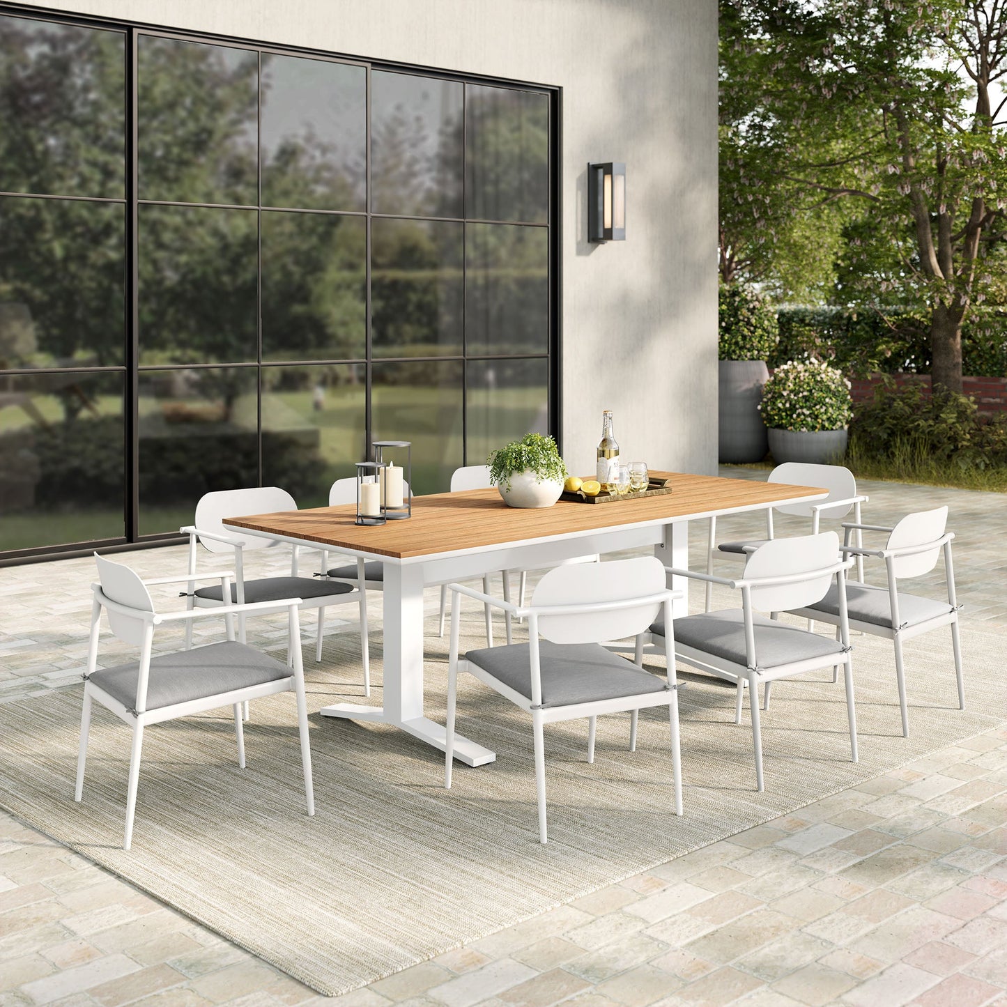 Aeris 9-Piece Outdoor Patio Aluminum Dining Set