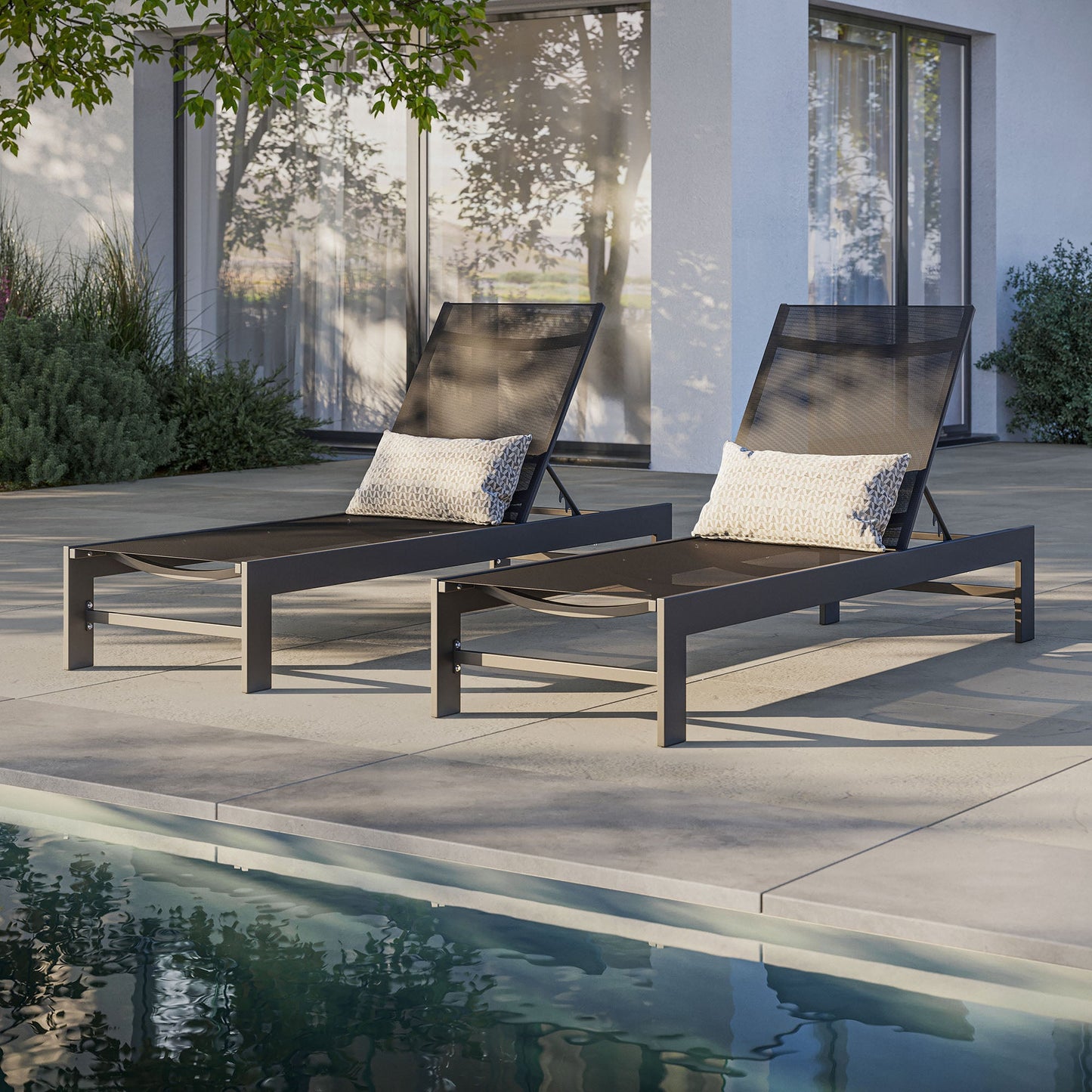 Tahoe Outdoor Patio Mesh and Aluminum Chaise Lounge