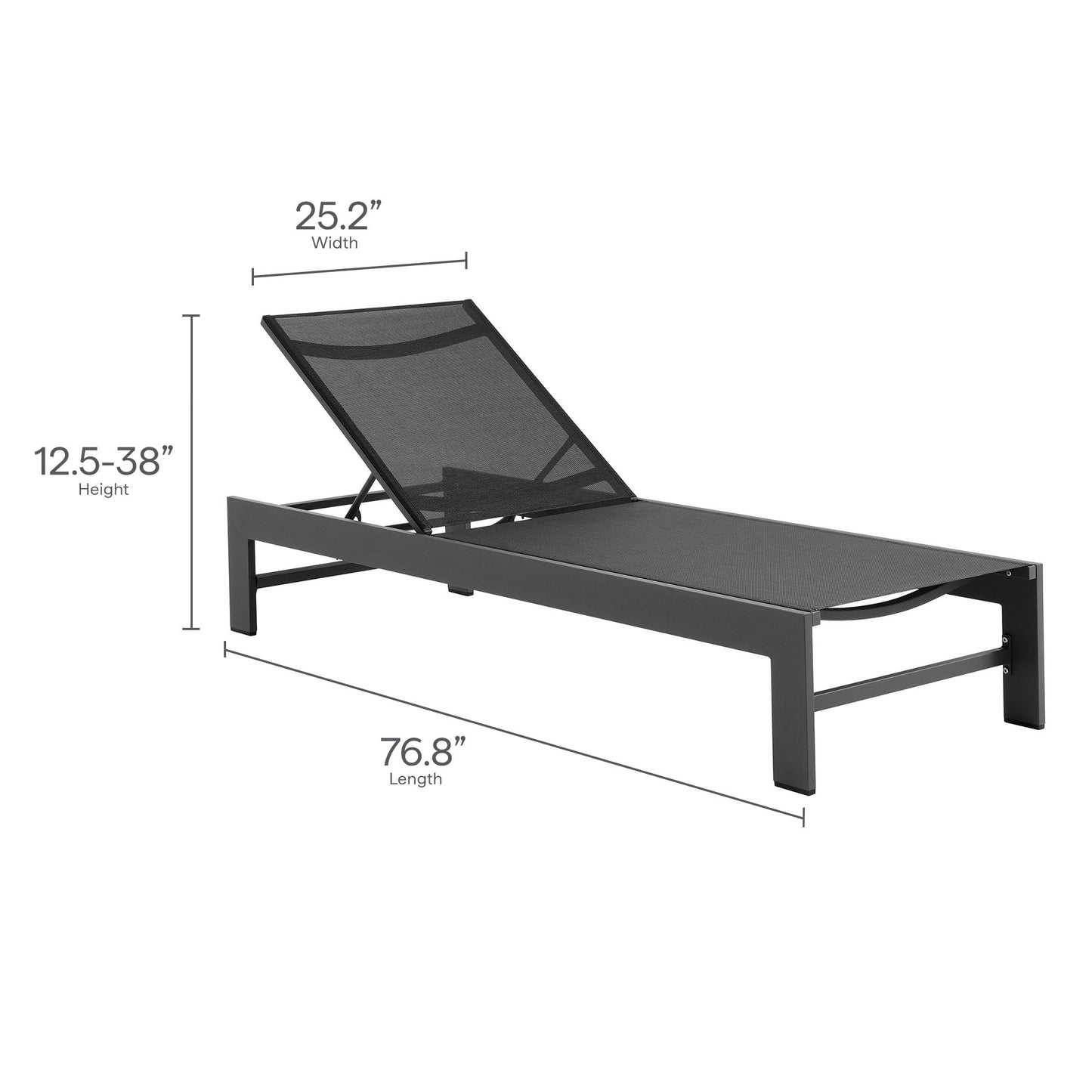 Tahoe Outdoor Patio Mesh and Aluminum Chaise Lounge