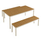 Finn Outdoor Patio Aluminum Faux Wood Dining Set with Benches