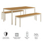 Finn Outdoor Patio Aluminum Faux Wood Dining Set with Benches