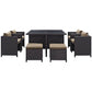 Inverse 9 Piece Outdoor Patio Dining Set