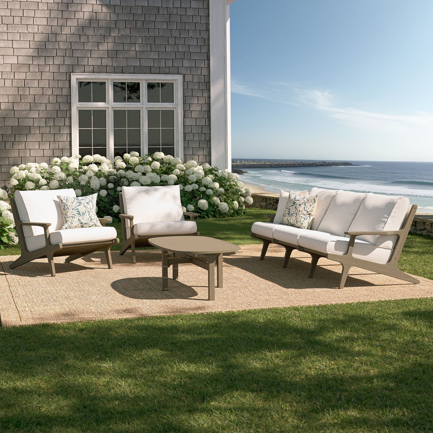 Saratoga 4-Piece Outdoor Patio Teak Wood Furniture Set