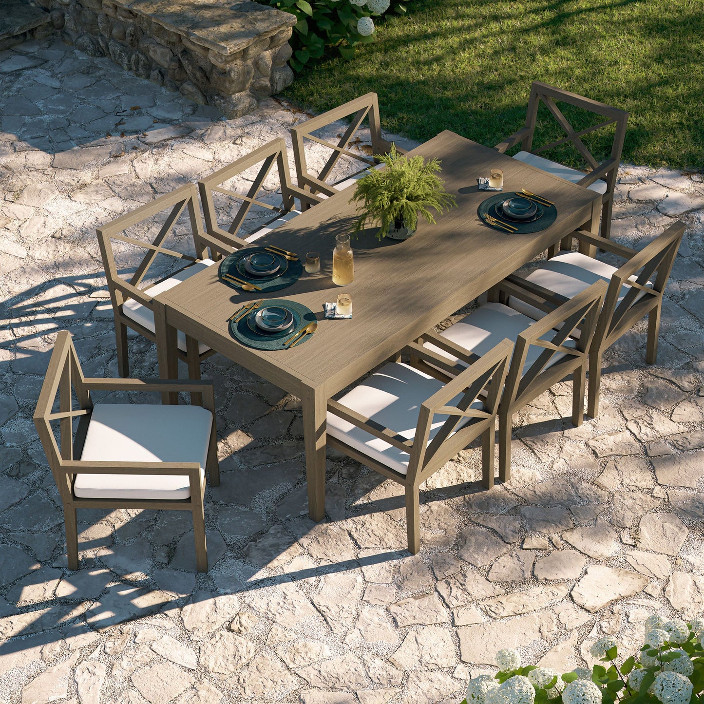 Northlake 9-Piece Outdoor Patio Teak Wood Dining Set