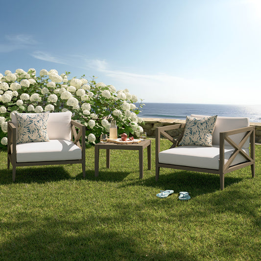 Northlake 3-Piece Outdoor Patio Teak Wood Furniture Set with Armchair and Side Table