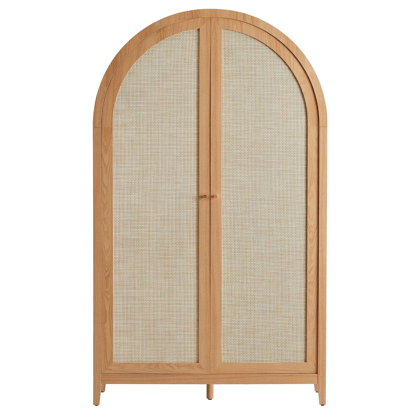 Calista 79" Tall Wide Rattan Arched Storage Cabinet