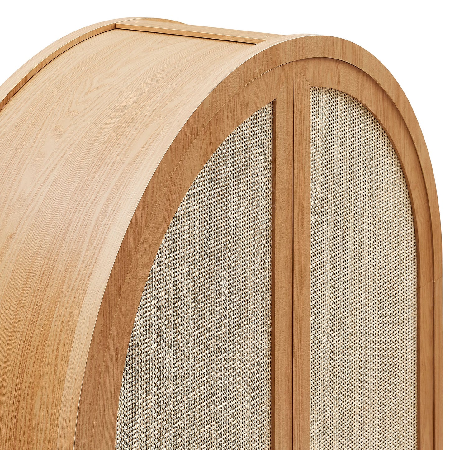 Calista 79" Tall Wide Rattan Arched Storage Cabinet