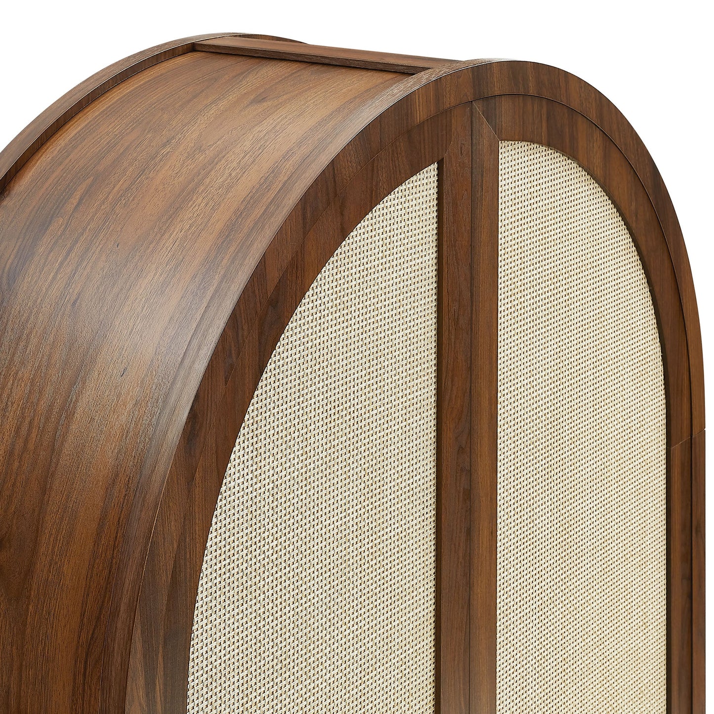 Calista 79" Tall Wide Rattan Arched Storage Cabinet