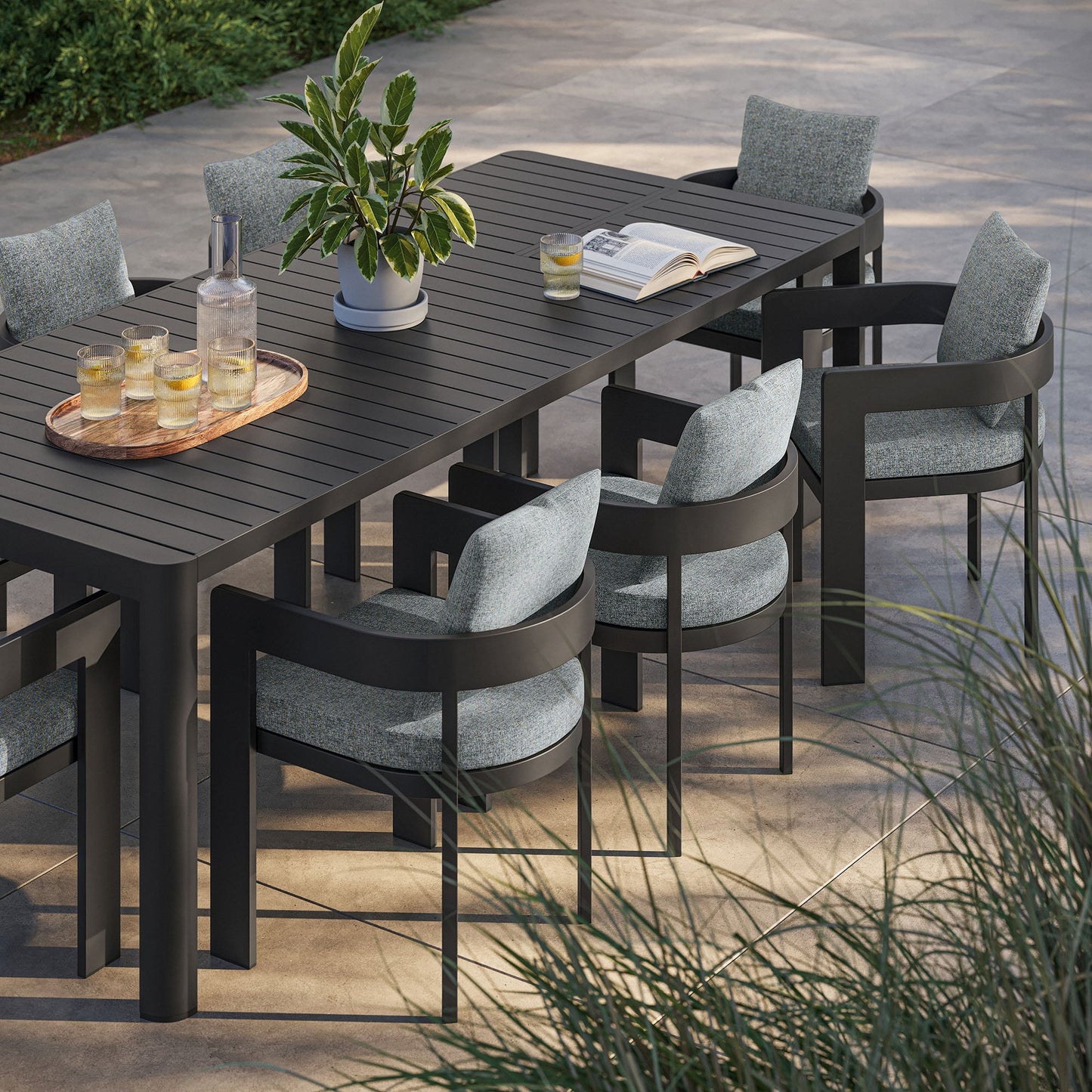 Tahoe 9-Piece Outdoor Patio Aluminum Dining Set With Extendable Table