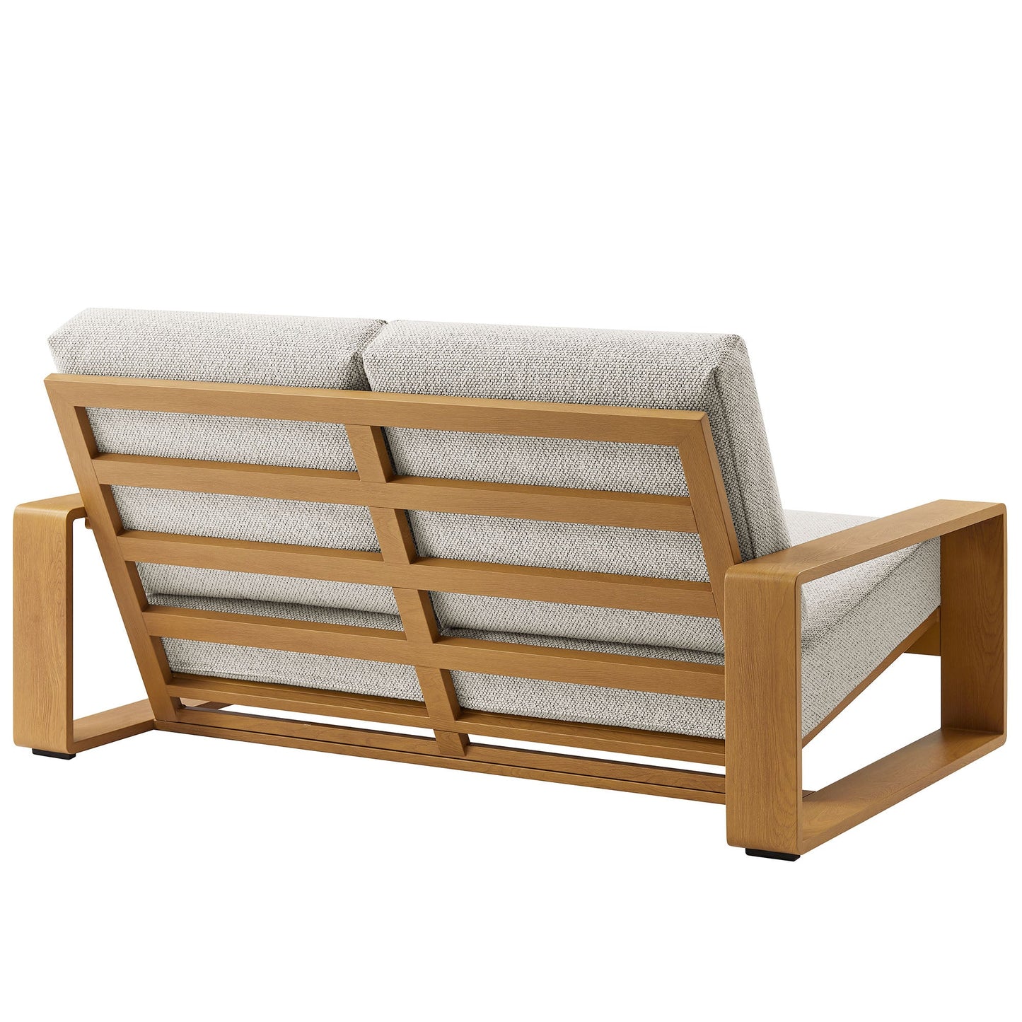 Lirienne Outdoor Patio Aluminum Faux Wood Loveseat