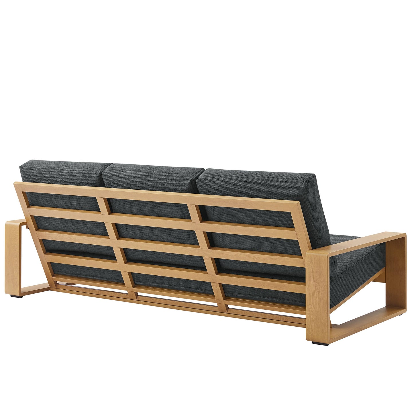 Lirienne Outdoor Patio Aluminum Faux Wood Sofa