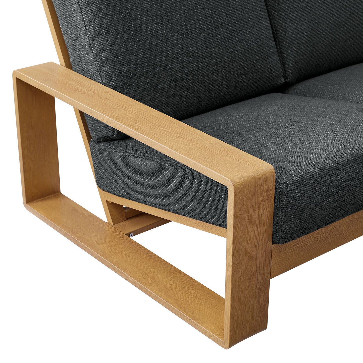 Lirienne Outdoor Patio Aluminum Faux Wood Sofa