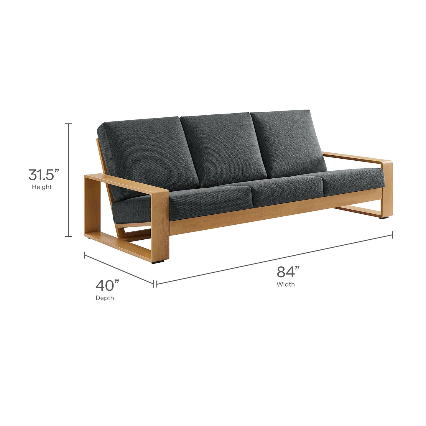 Lirienne Outdoor Patio Aluminum Faux Wood Sofa
