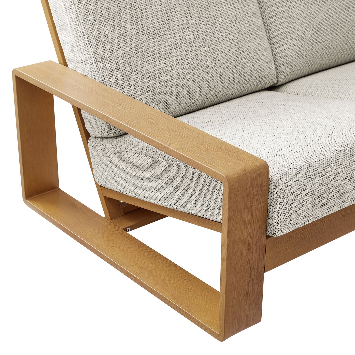 Lirienne Outdoor Patio Aluminum Faux Wood Sofa