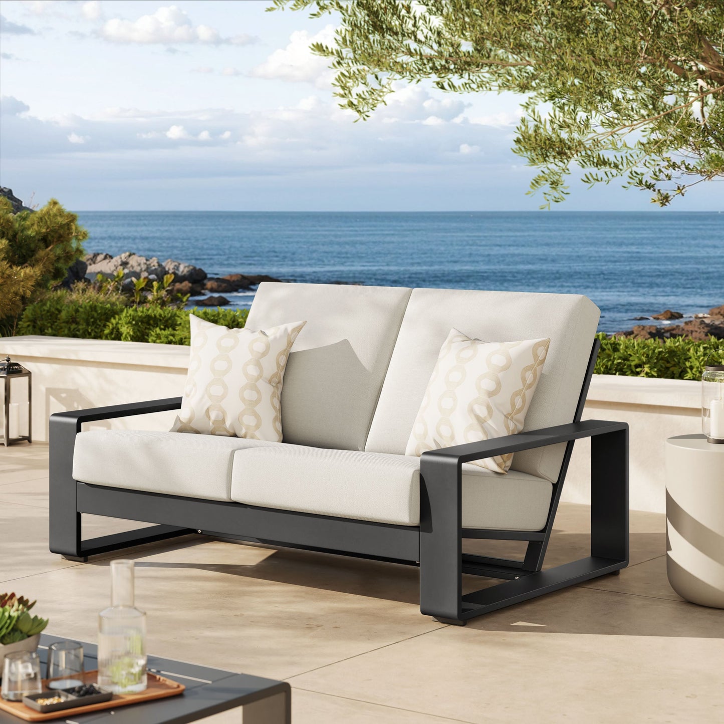 Lirienne Outdoor Patio Aluminum Loveseat