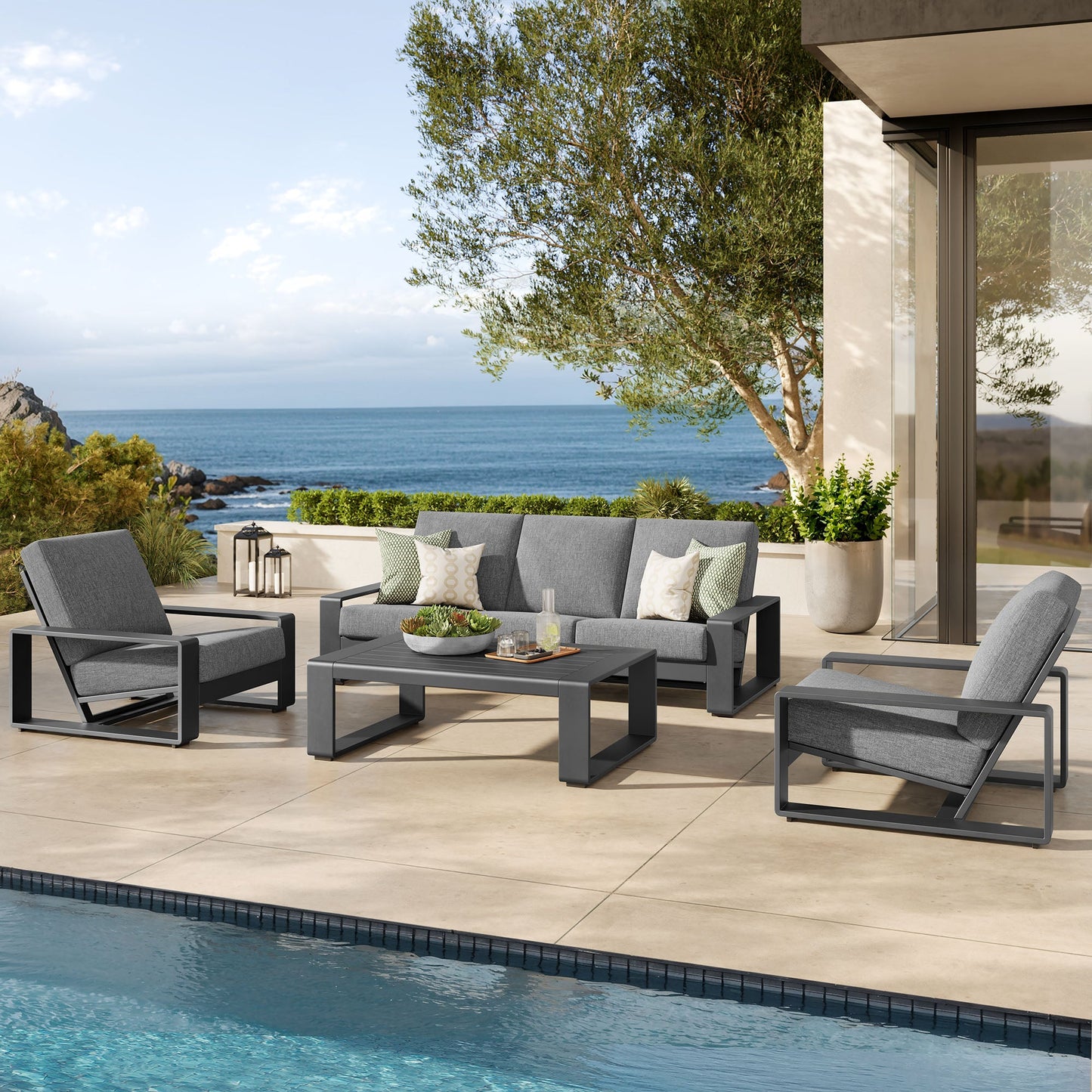 Lirienne 4-Piece Outdoor Patio Aluminum Furniture Set