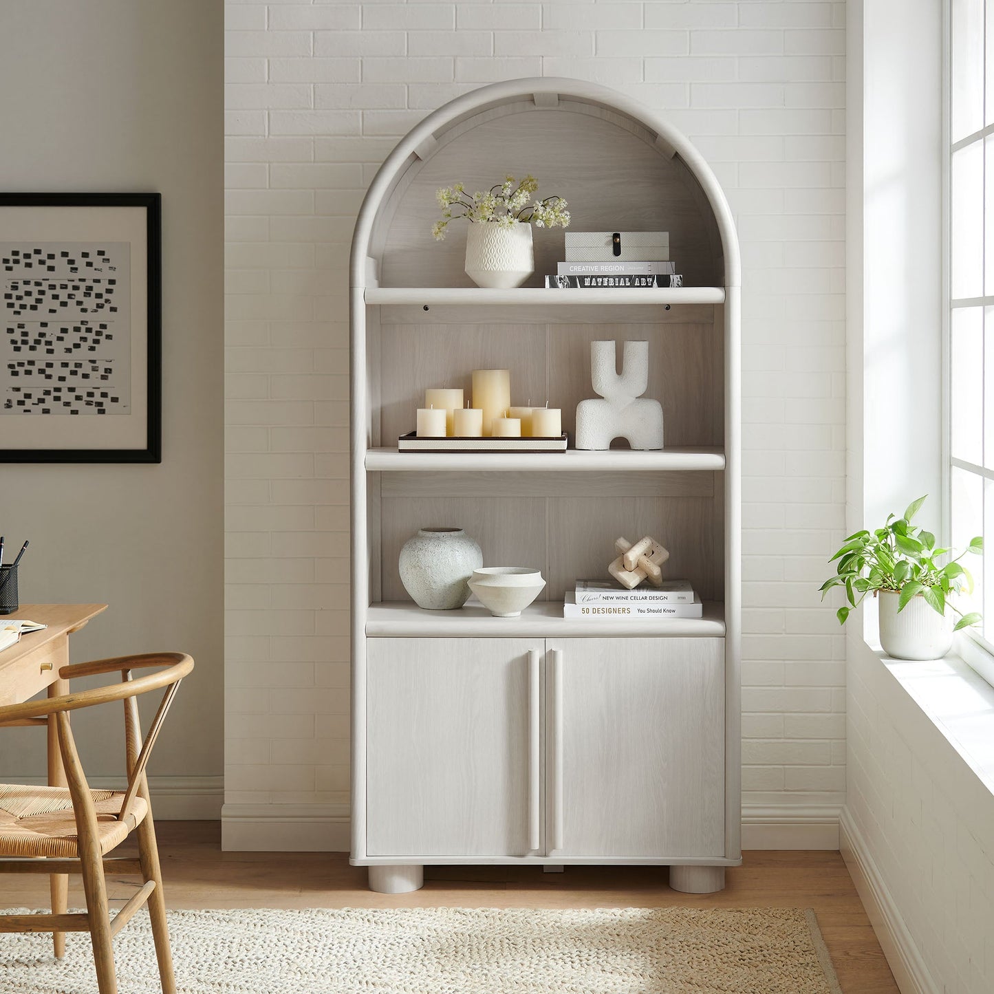 Bellamy Tall Arched Display Cabinet Bookcase