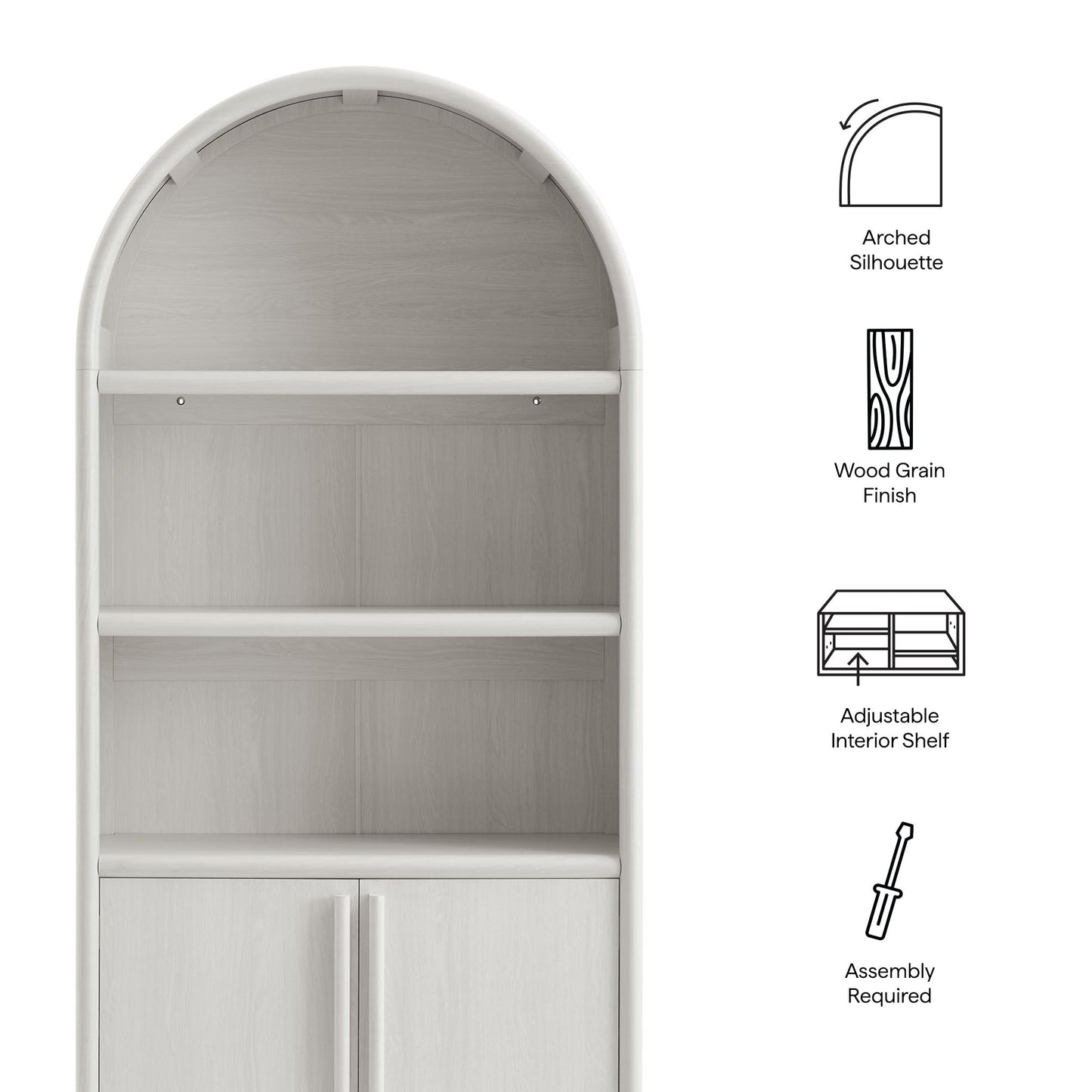 Bellamy Tall Arched Display Cabinet Bookcase