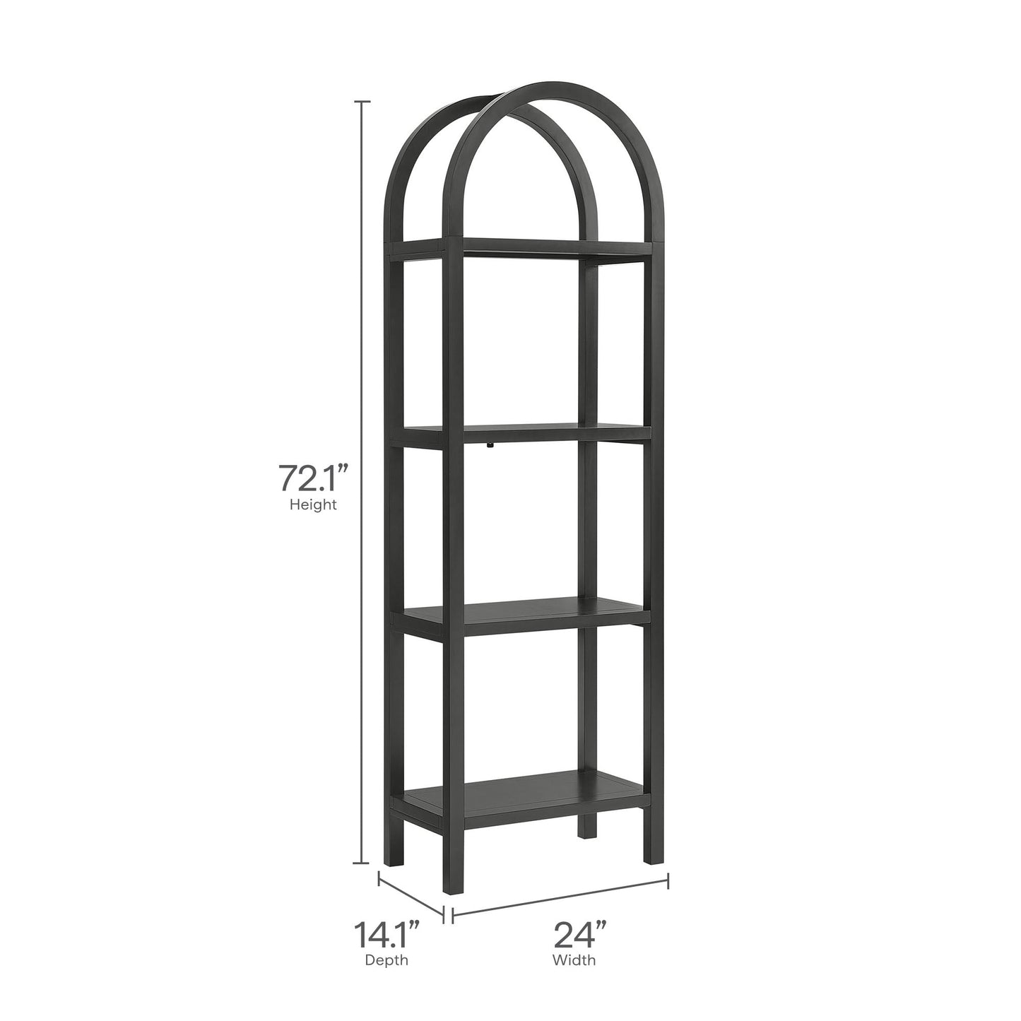 Vexley 72 Inch Tall Narrow Arched Bookshelf