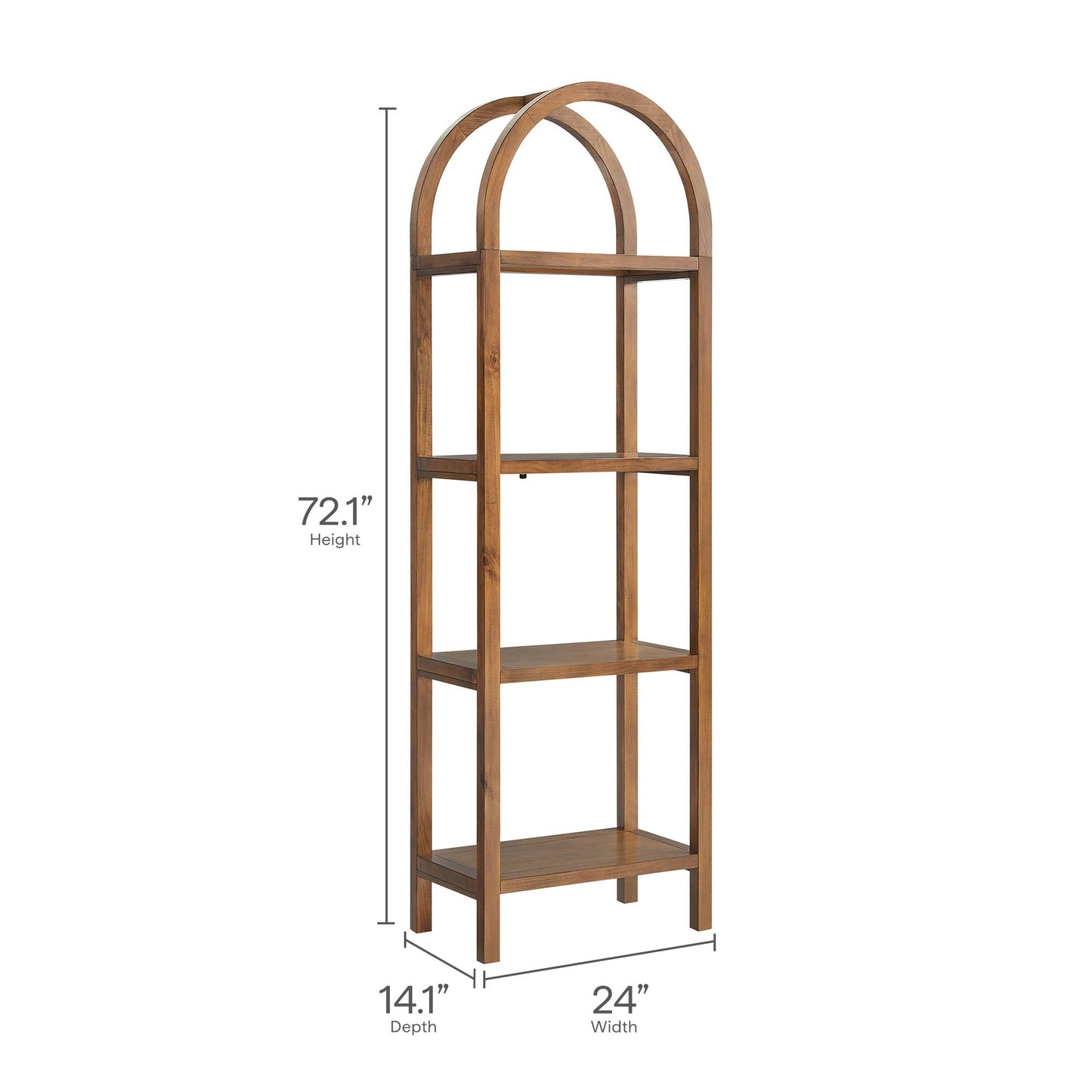 Vexley 72 Inch Tall Narrow Arched Bookshelf