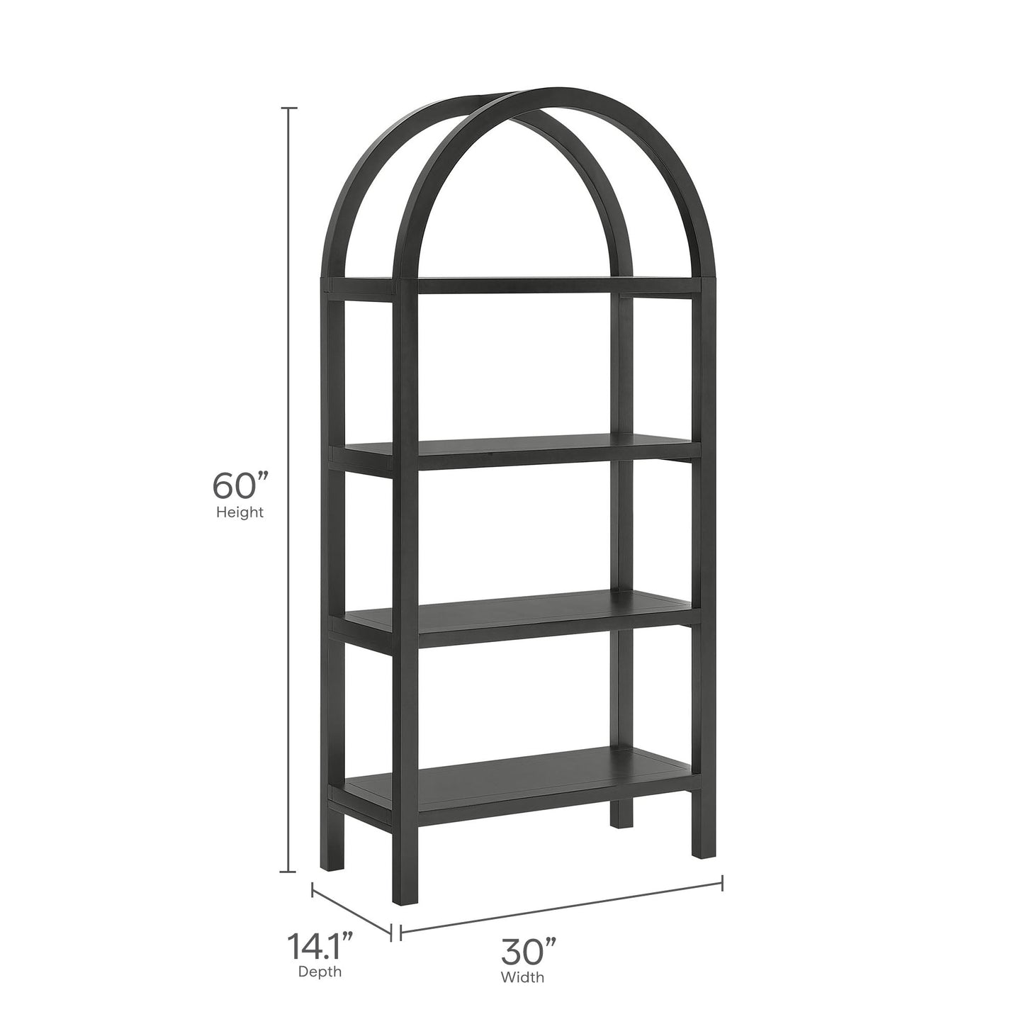 Vexley 60 Inch Arched Bookshelf