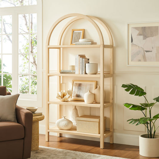 Vexley 72 Inch Large Arched Bookshelf