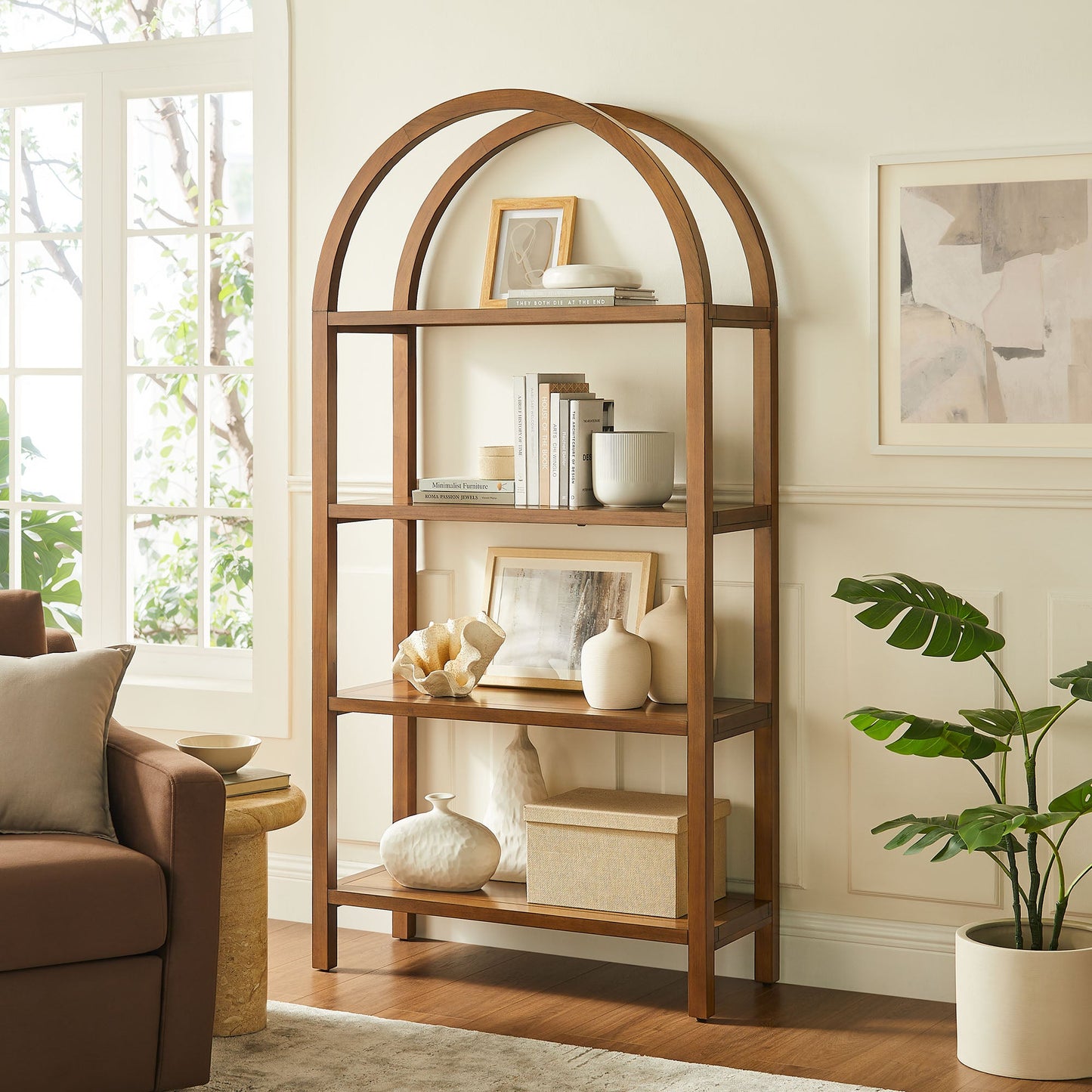 Vexley 72 Inch Large Arched Bookshelf