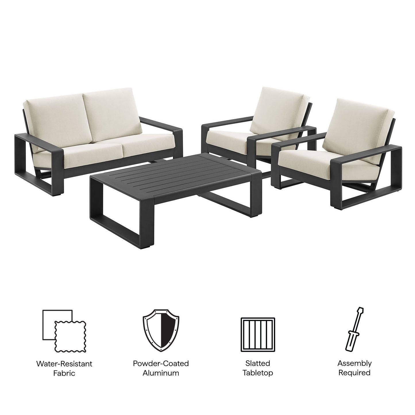 Lirienne 4-Piece Outdoor Patio Aluminum Furniture Set