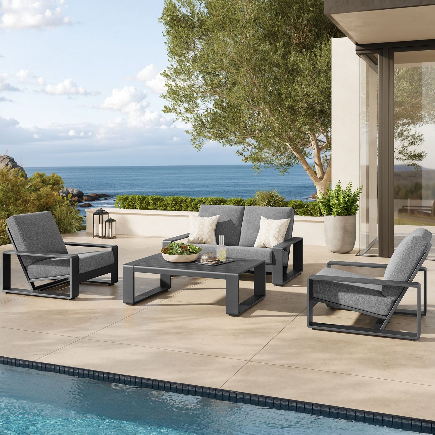 Lirienne 4-Piece Outdoor Patio Aluminum Furniture Set