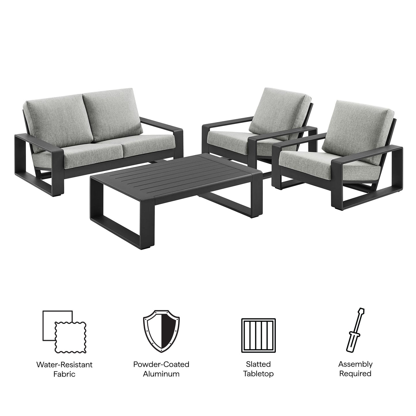 Lirienne 4-Piece Outdoor Patio Aluminum Furniture Set