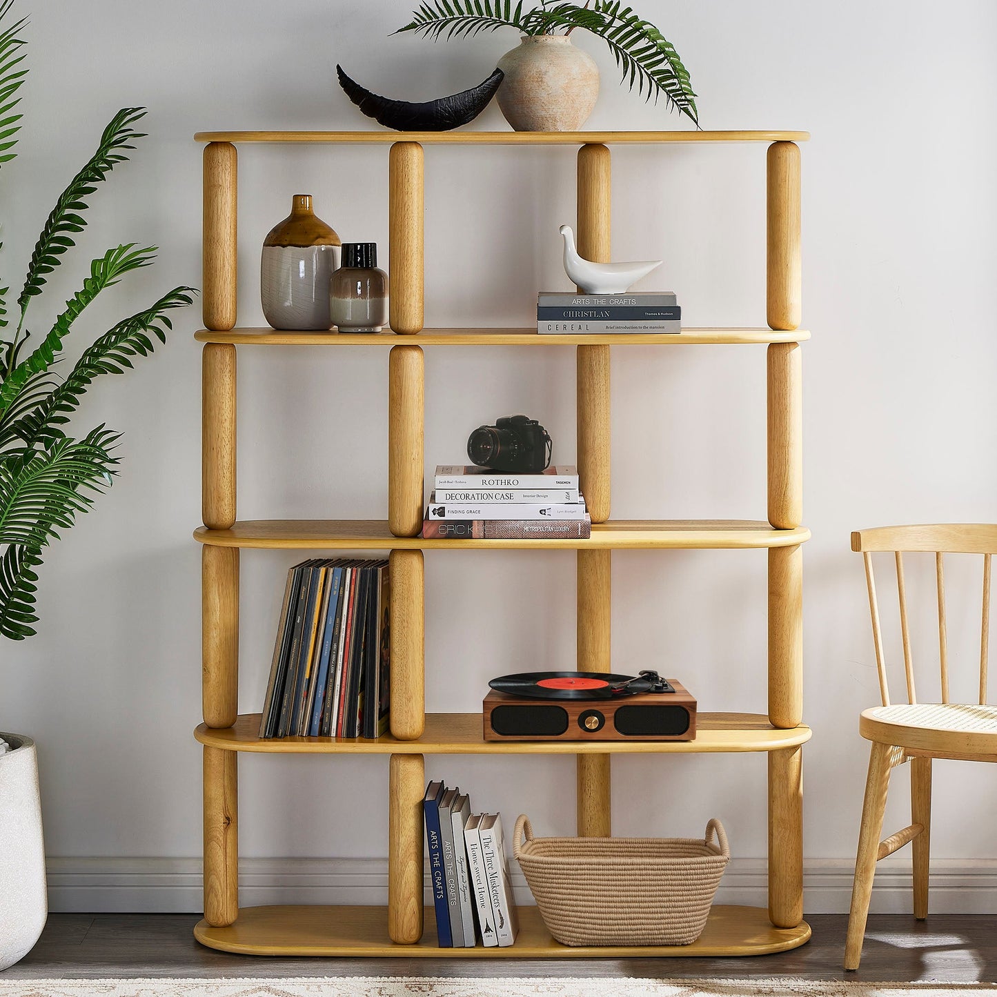 Arcus 4-Tier Oval Wood Bookshelf