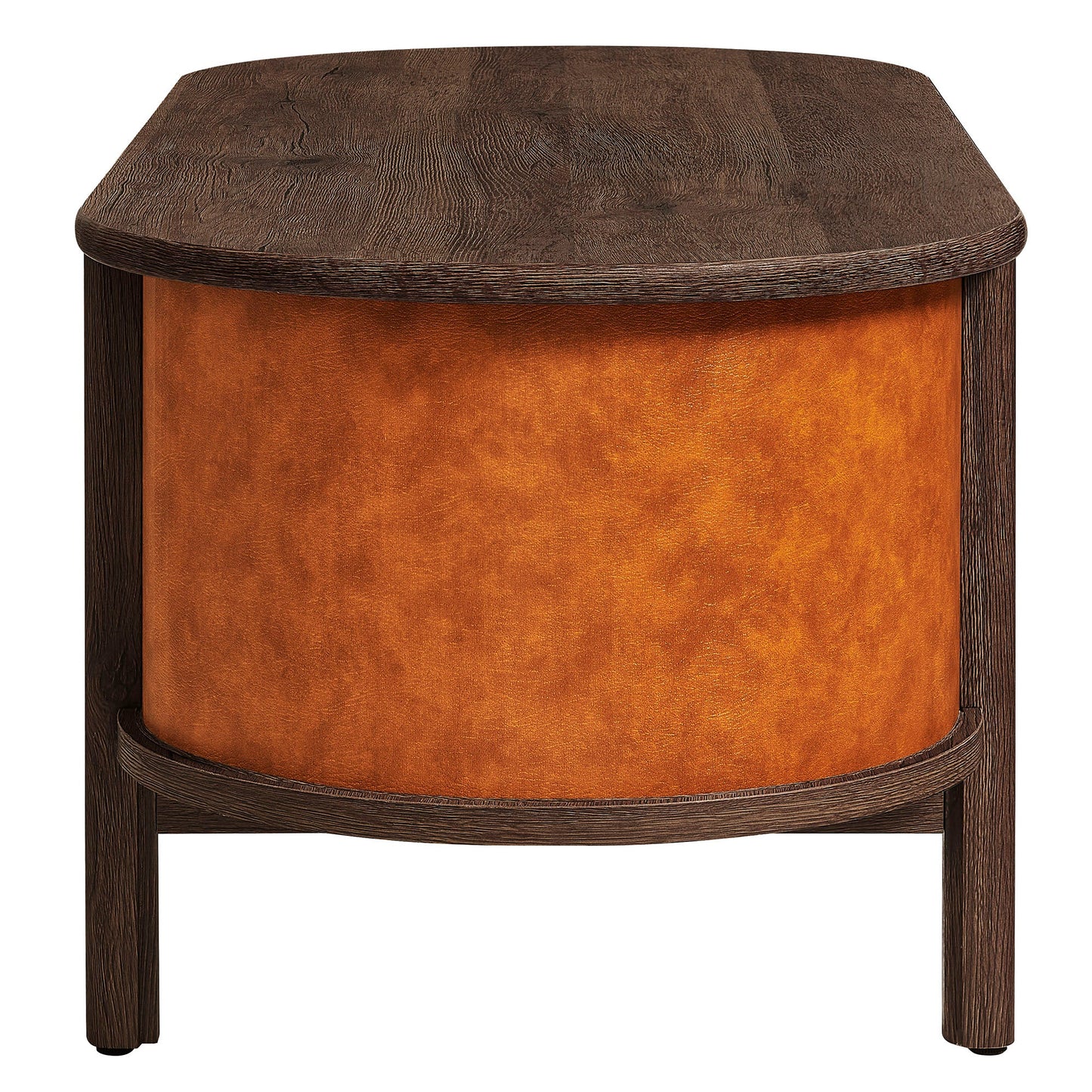 Coralie Curved Vegan Leather Oval Coffee Table