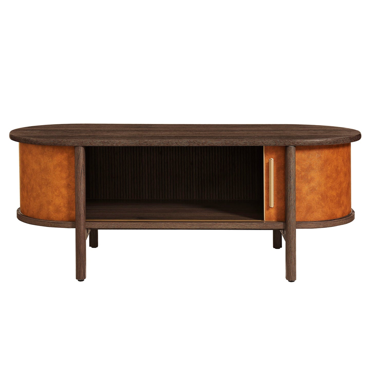 Coralie Curved Vegan Leather Oval Coffee Table