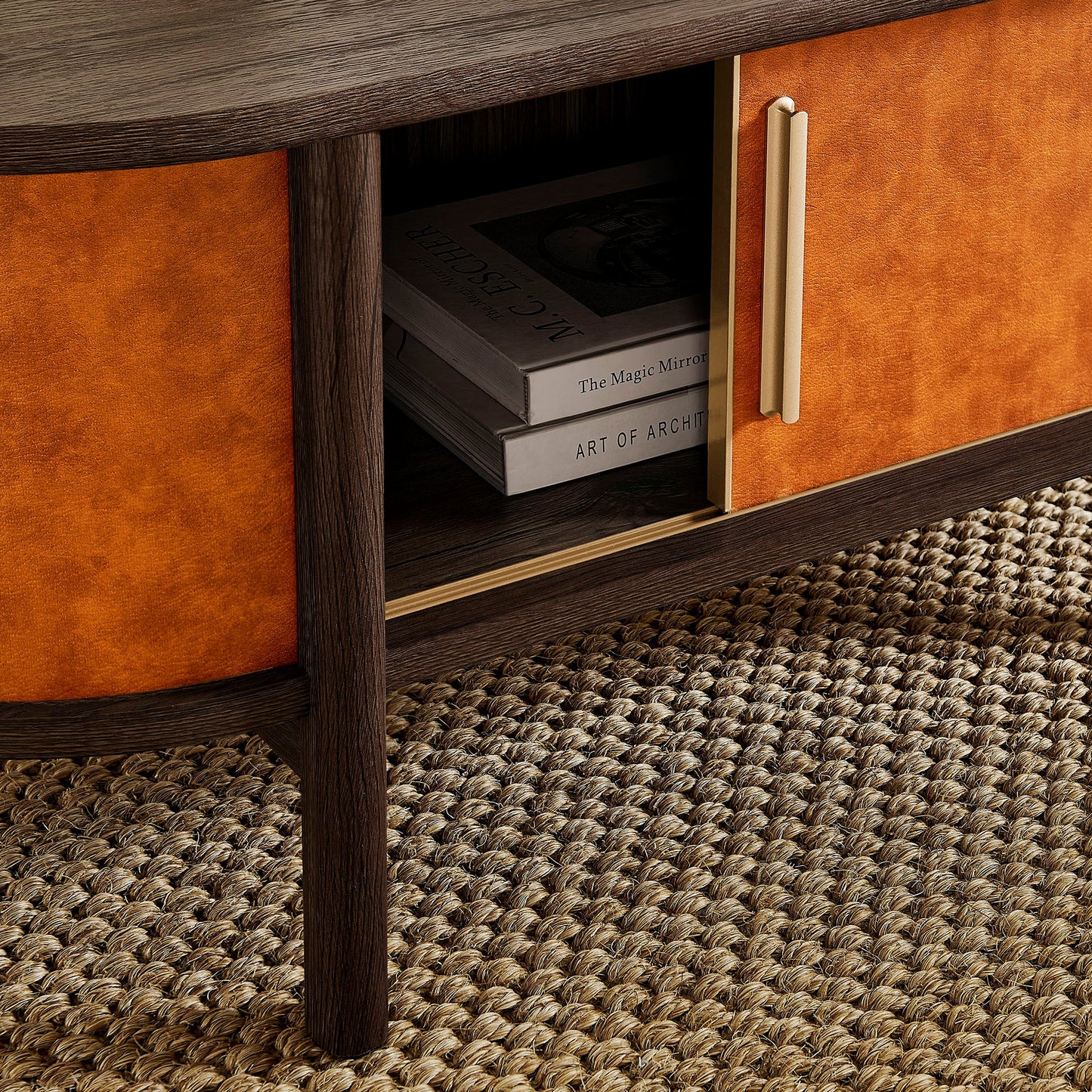 Coralie Curved Vegan Leather Oval Coffee Table