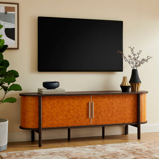 Coralie Curved 71" Vegan Leather Oval TV Stand