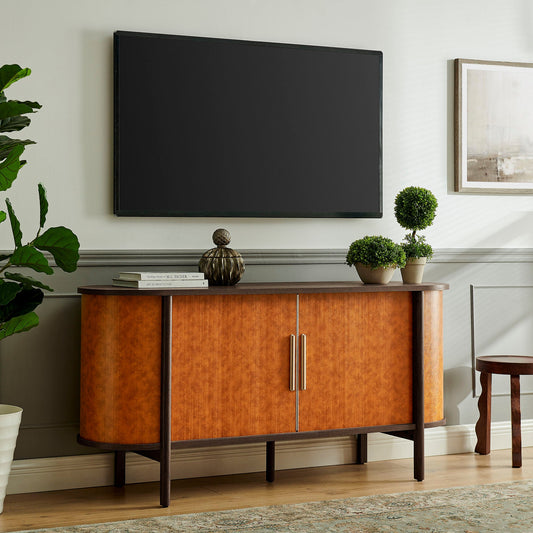 Coralie Curved Vegan Leather Oval Sideboard