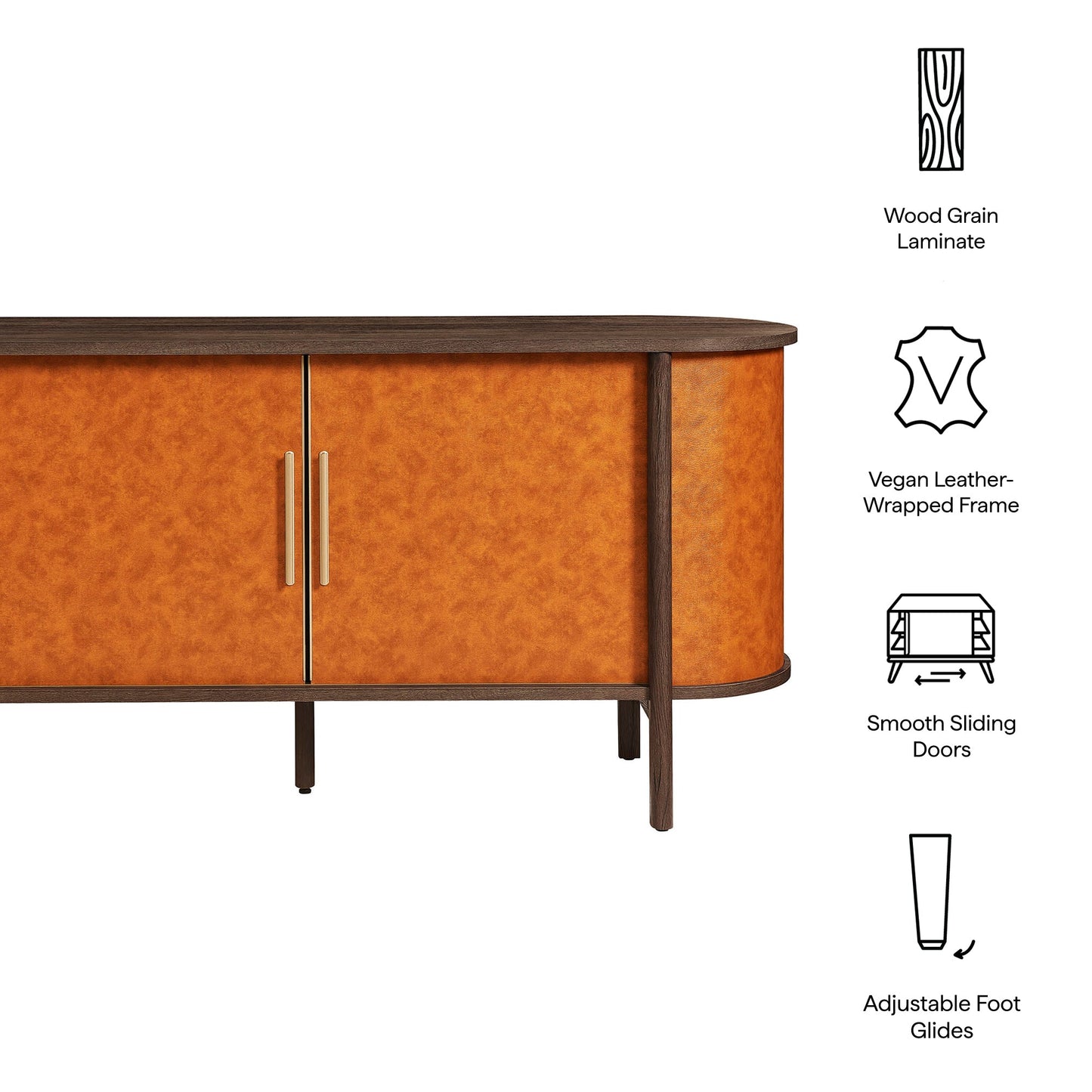 Coralie Curved Vegan Leather Oval Sideboard