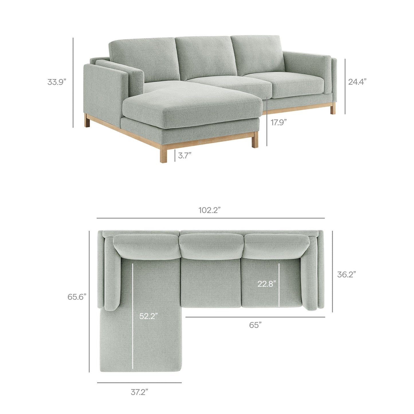 Roscoe Left-Facing Upholstered Sectional Sofa with Chaise