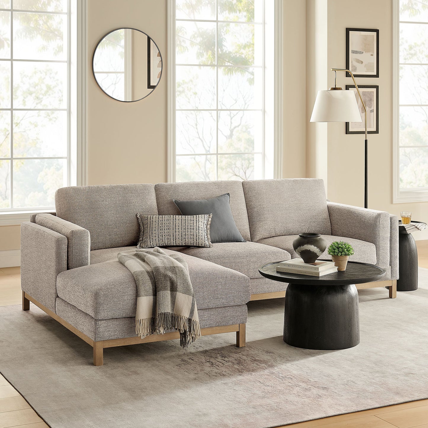 Roscoe Left-Facing Upholstered Sectional Sofa with Chaise