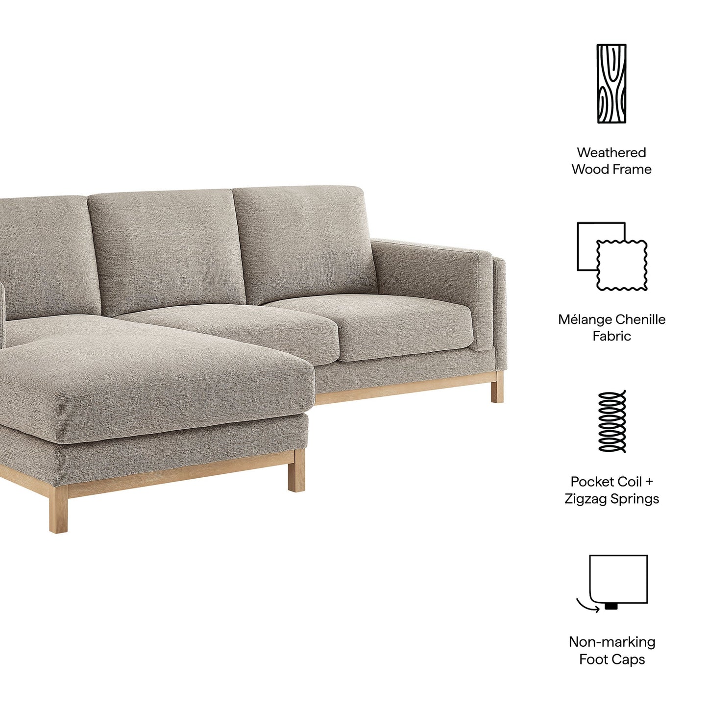 Roscoe Left-Facing Upholstered Sectional Sofa with Chaise